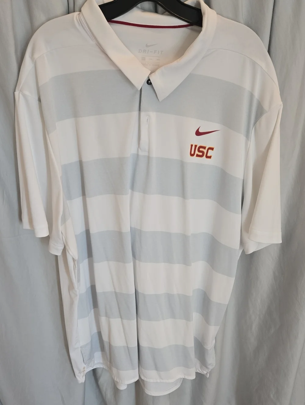 Nike White & Light Grey Striped USC Polo